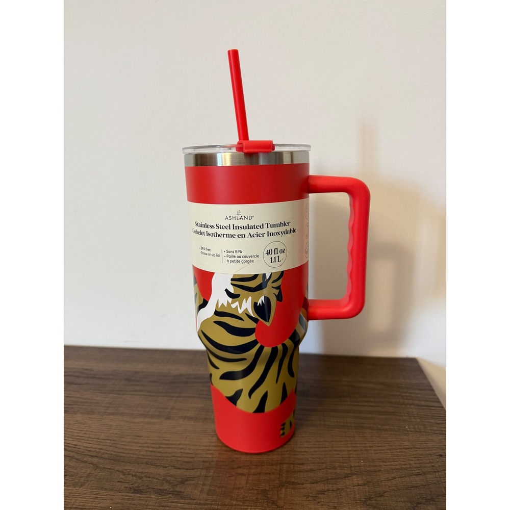 Ashland Red Tiger Stainless Steel Insulated Tumbler with Handle 40oz Straw Lid